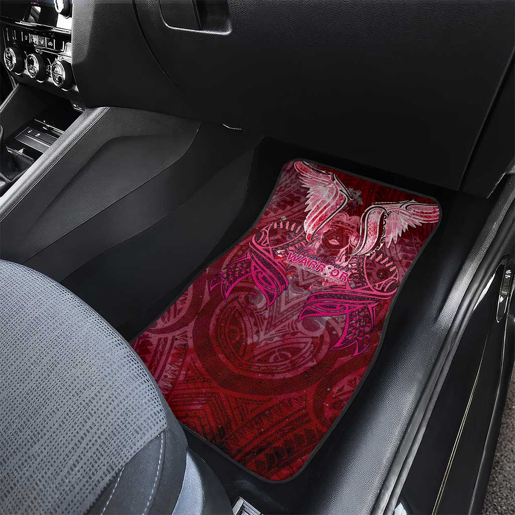 Breast Cancer Warrior Car Mats Angel Wings Polynesian Pattern DT02 - Polynesian Pride