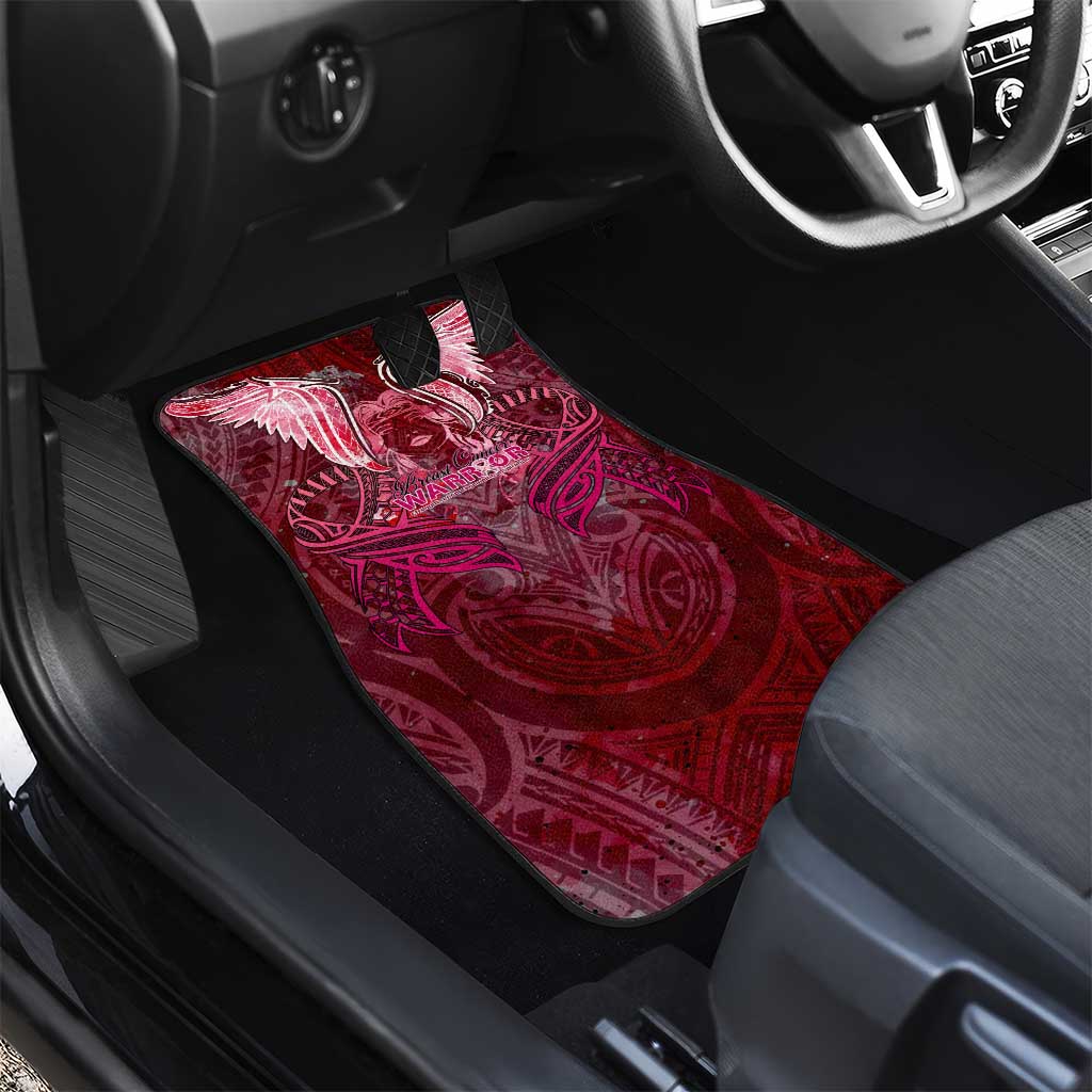 Breast Cancer Warrior Car Mats Angel Wings Polynesian Pattern DT02 - Polynesian Pride