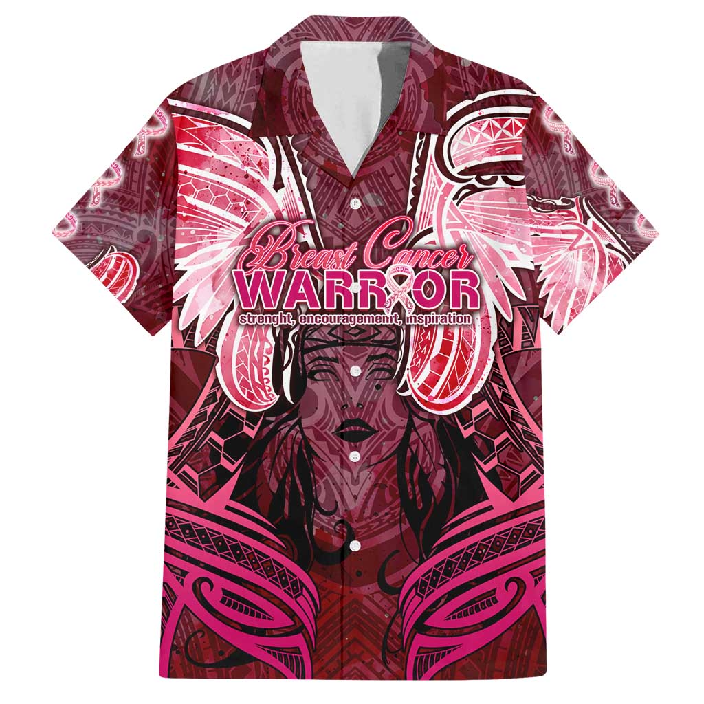 Breast Cancer Warrior Family Matching Off Shoulder Maxi Dress and Hawaiian Shirt Angel Wings Polynesian Pattern