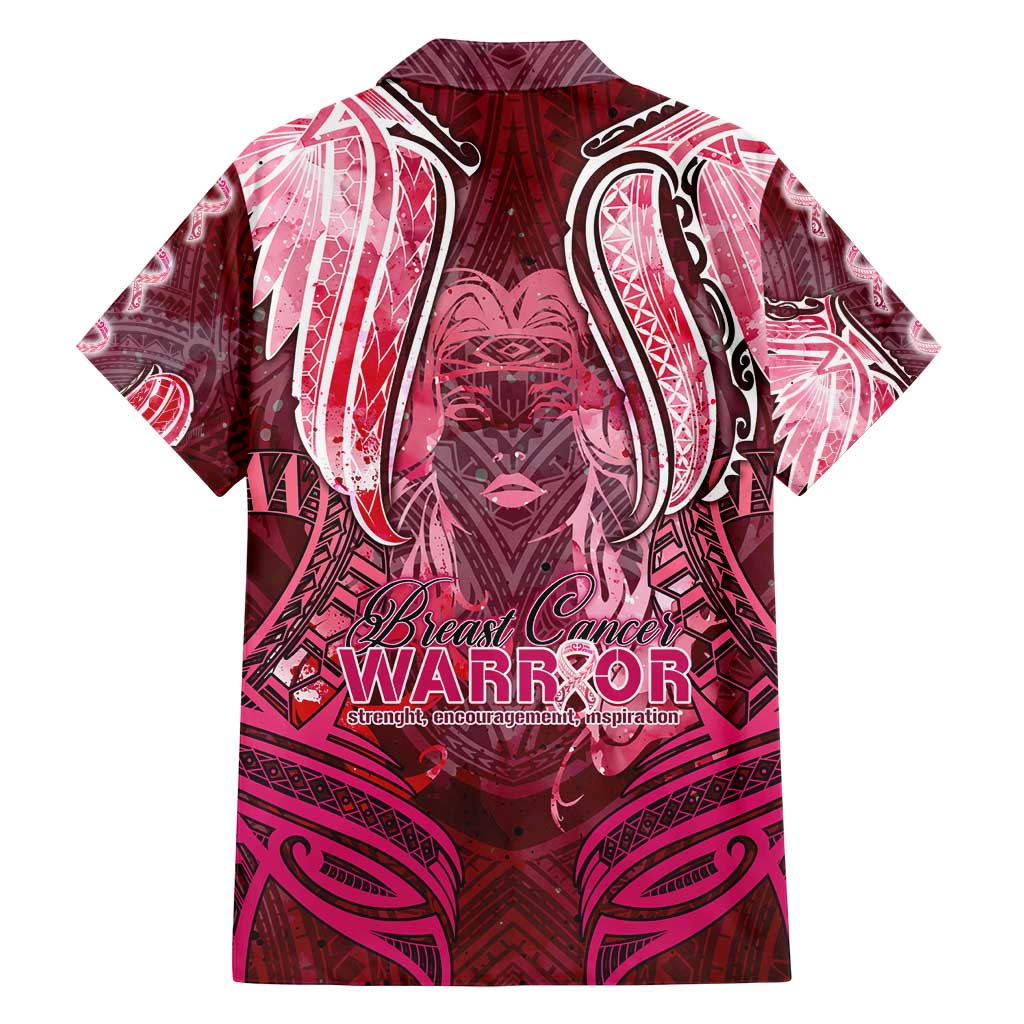 Breast Cancer Warrior Family Matching Off Shoulder Maxi Dress and Hawaiian Shirt Angel Wings Polynesian Pattern
