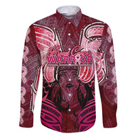 Breast Cancer Warrior Family Matching Off Shoulder Maxi Dress and Hawaiian Shirt Angel Wings Polynesian Pattern