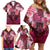 Breast Cancer Warrior Family Matching Off Shoulder Short Dress and Hawaiian Shirt Angel Wings Polynesian Pattern