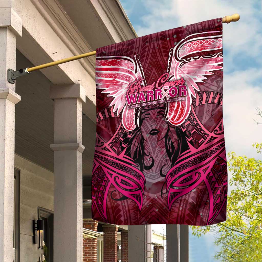 Breast Cancer Warrior Garden Flag Angel Wings Polynesian Pattern DT02 House Flag Pink - Polynesian Pride