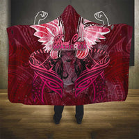 Breast Cancer Warrior Hooded Blanket Angel Wings Polynesian Pattern DT02 - Polynesian Pride