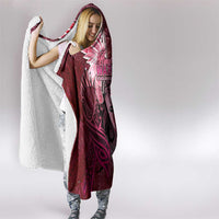Breast Cancer Warrior Hooded Blanket Angel Wings Polynesian Pattern DT02 - Polynesian Pride