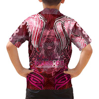 Breast Cancer Warrior Kid Hawaiian Shirt Angel Wings Polynesian Pattern