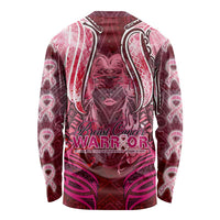 Breast Cancer Warrior Long Sleeve Shirt Angel Wings Polynesian Pattern DT02 - Polynesian Pride