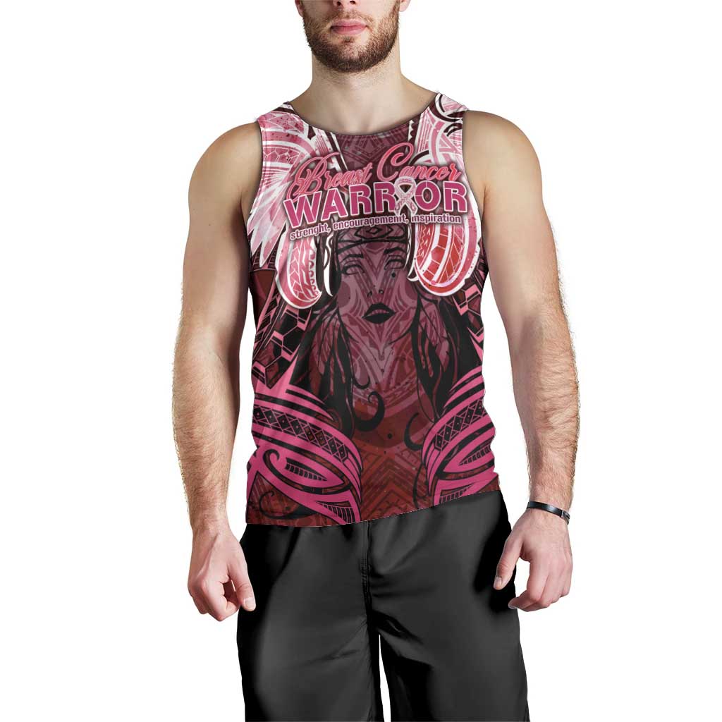 Breast Cancer Warrior Men Tank Top Angel Wings Polynesian Pattern DT02 - Polynesian Pride
