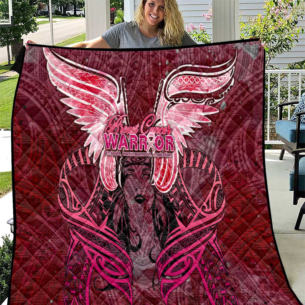 Breast Cancer Warrior Quilt Angel Wings Polynesian Pattern