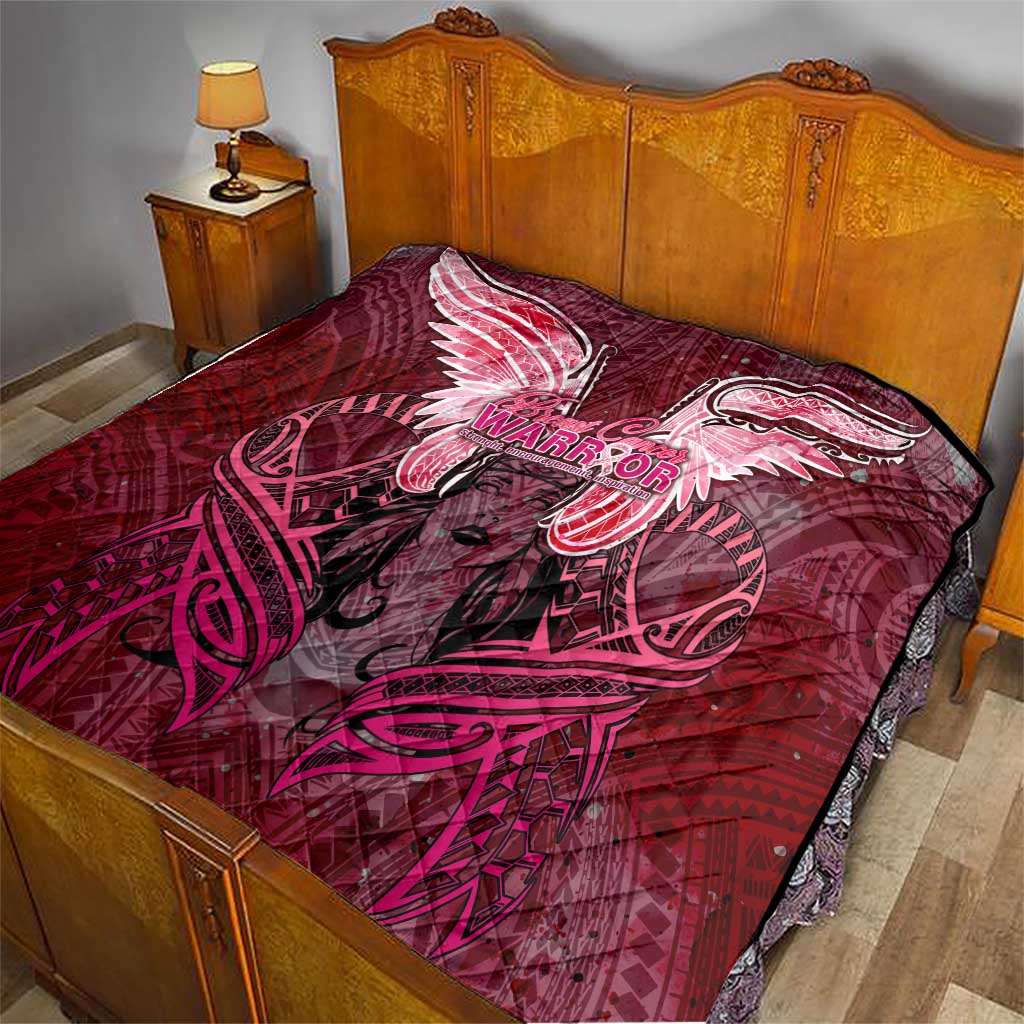 Breast Cancer Warrior Quilt Angel Wings Polynesian Pattern