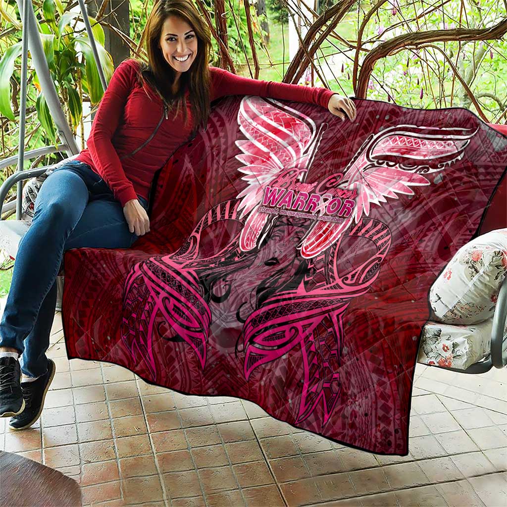 Breast Cancer Warrior Quilt Angel Wings Polynesian Pattern