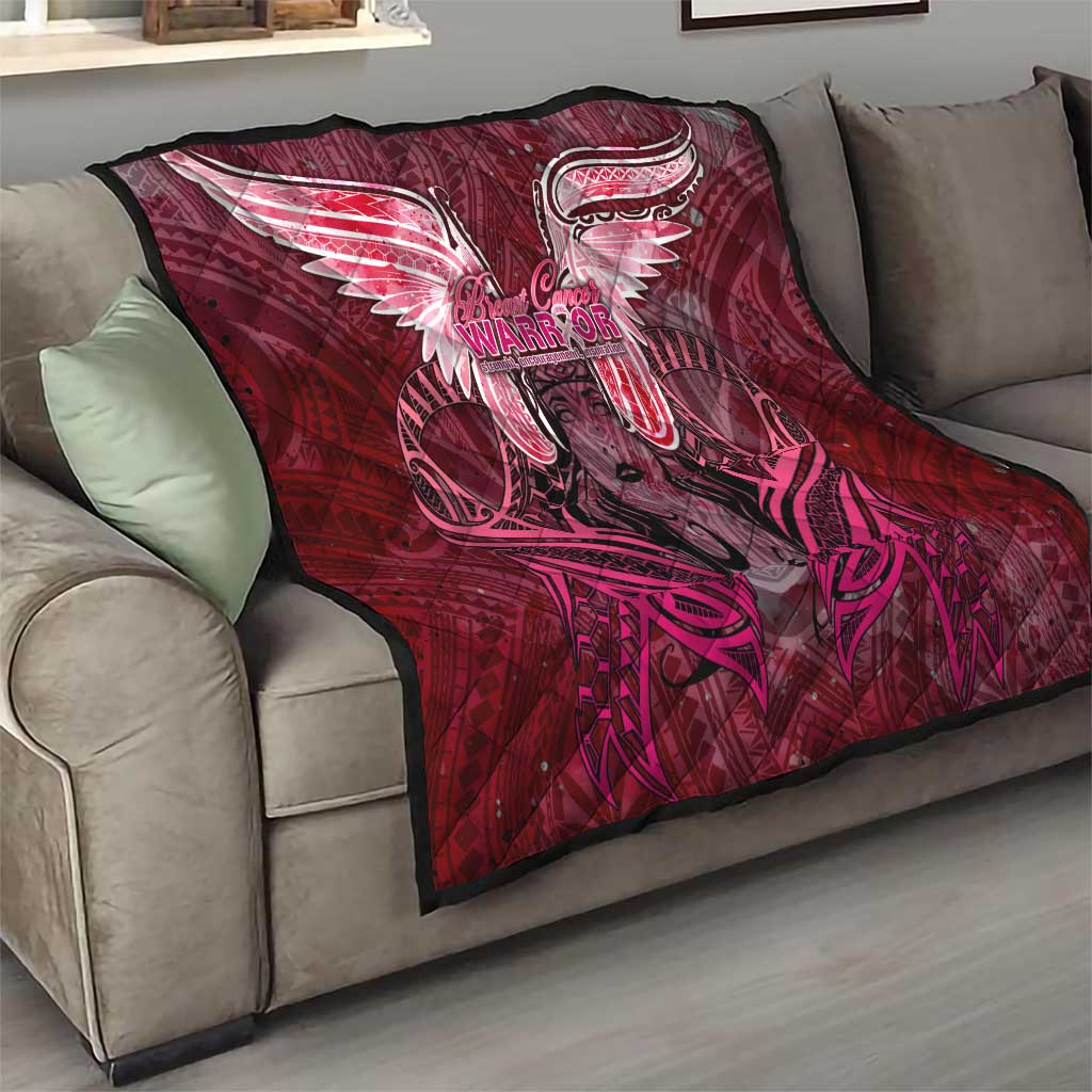 Breast Cancer Warrior Quilt Angel Wings Polynesian Pattern