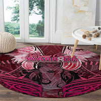 Breast Cancer Warrior Round Carpet Angel Wings Polynesian Pattern