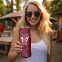 Breast Cancer Warrior Skinny Tumbler Angel Wings Polynesian Pattern