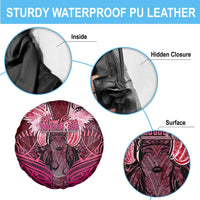 Breast Cancer Warrior Spare Tire Cover Angel Wings Polynesian Pattern