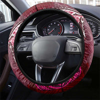 Breast Cancer Warrior Steering Wheel Cover Angel Wings Polynesian Pattern DT02 - Polynesian Pride