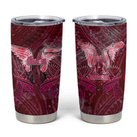 Breast Cancer Warrior Tumbler Cup Angel Wings Polynesian Pattern
