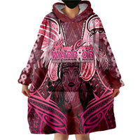 Breast Cancer Warrior Wearable Blanket Hoodie Angel Wings Polynesian Pattern DT02 - Polynesian Pride