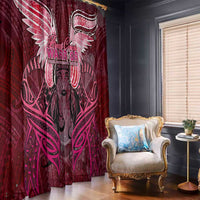 Breast Cancer Warrior Window Curtain Angel Wings Polynesian Pattern DT02 - Polynesian Pride