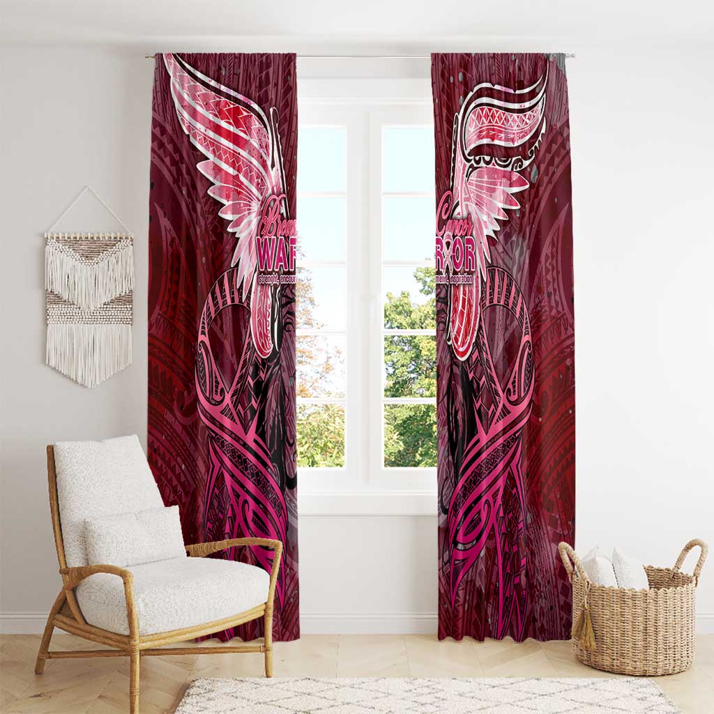 Breast Cancer Warrior Window Curtain Angel Wings Polynesian Pattern DT02 - Polynesian Pride