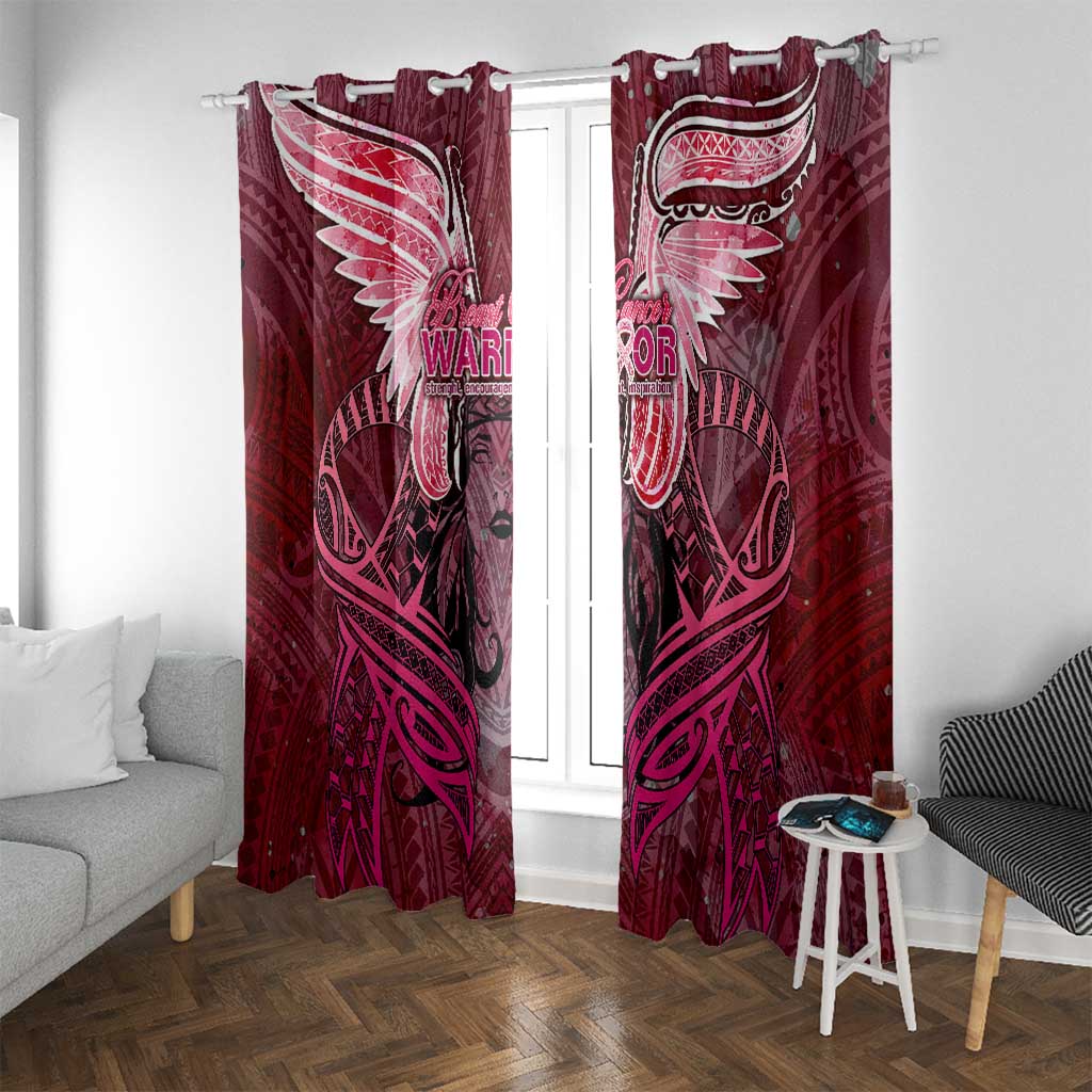 Breast Cancer Warrior Window Curtain Angel Wings Polynesian Pattern DT02 With Grommets Pink - Polynesian Pride