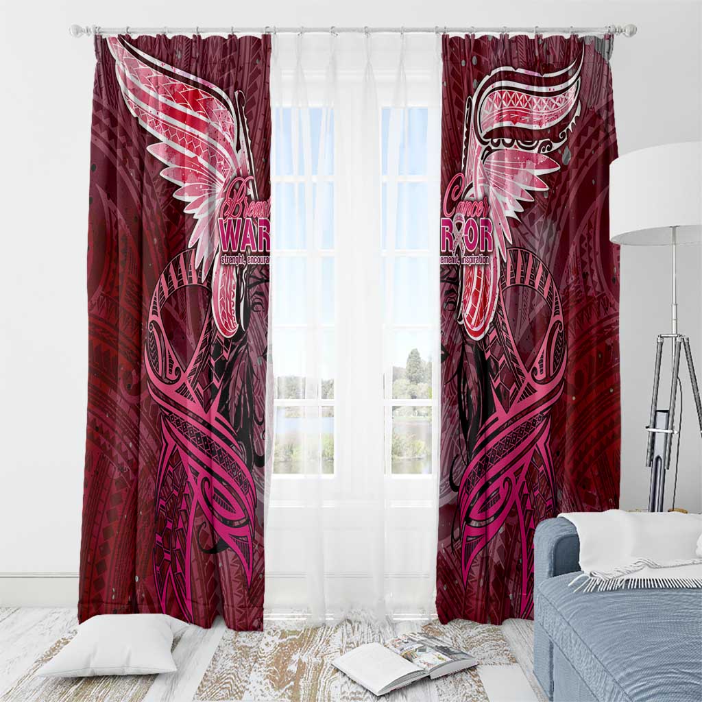Breast Cancer Warrior Window Curtain Angel Wings Polynesian Pattern DT02 - Polynesian Pride