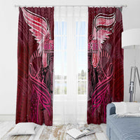 Breast Cancer Warrior Window Curtain Angel Wings Polynesian Pattern DT02 - Polynesian Pride