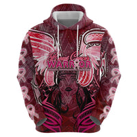 Breast Cancer Warrior Zip Hoodie Angel Wings Polynesian Pattern