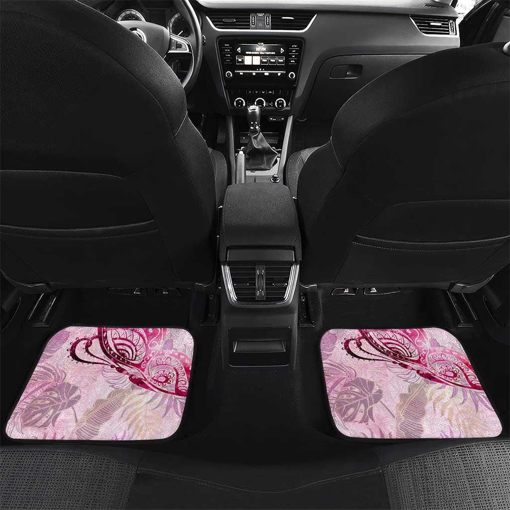 Breast Cancer Polynesian Car Mats I Can Do All Things Through Christ DT02 Set 2pcs - Back Pink - Polynesian Pride