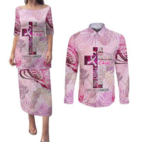Breast Cancer Polynesian Couples Matching Puletasi and Long Sleeve Button Shirt I Can Do All Things Through Christ DT02 Pink - Polynesian Pride