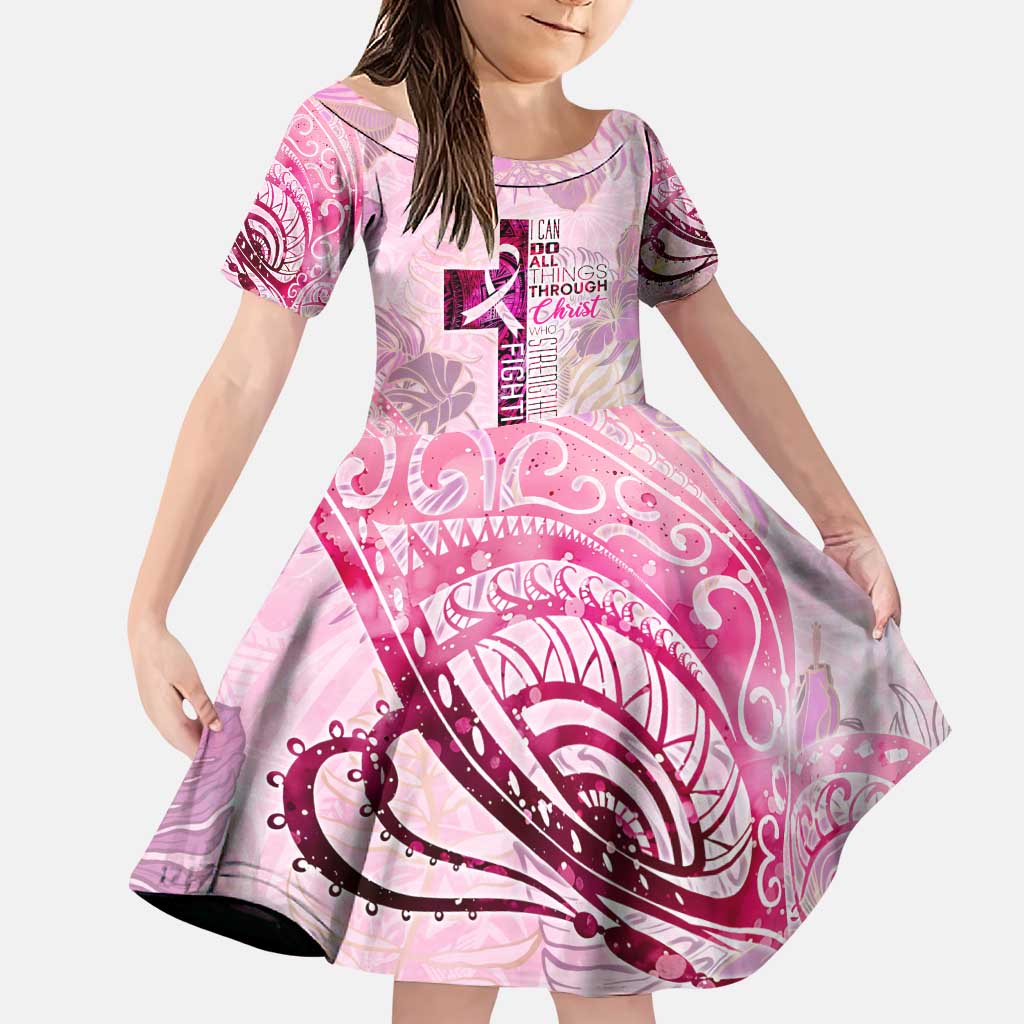 Breast Cancer Polynesian Family Matching Puletasi and Hawaiian Shirt I Can Do All Things Through Christ