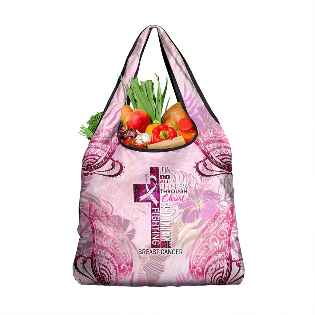 Breast Cancer Polynesian Grocery Bag I Can Do All Things Through Christ