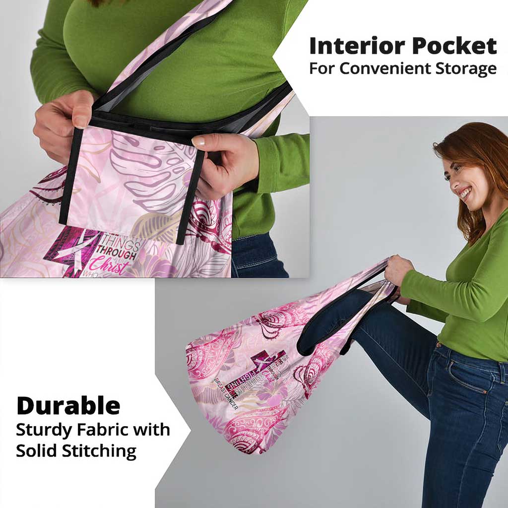 Breast Cancer Polynesian Grocery Bag I Can Do All Things Through Christ