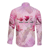 Breast Cancer Polynesian Long Sleeve Button Shirt I Can Do All Things Through Christ