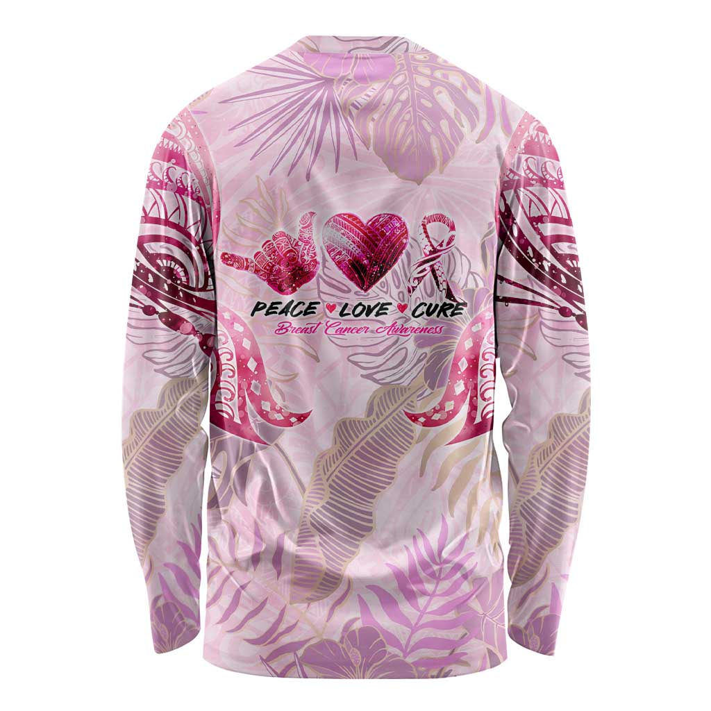 Breast Cancer Polynesian Long Sleeve Shirt I Can Do All Things Through Christ DT02 - Polynesian Pride