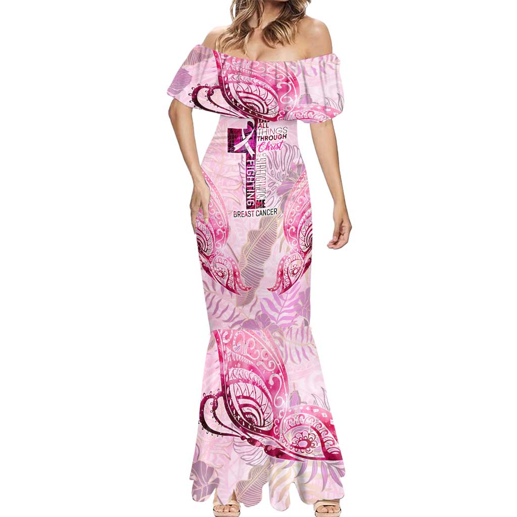 Breast Cancer Polynesian Mermaid Dress I Can Do All Things Through Christ
