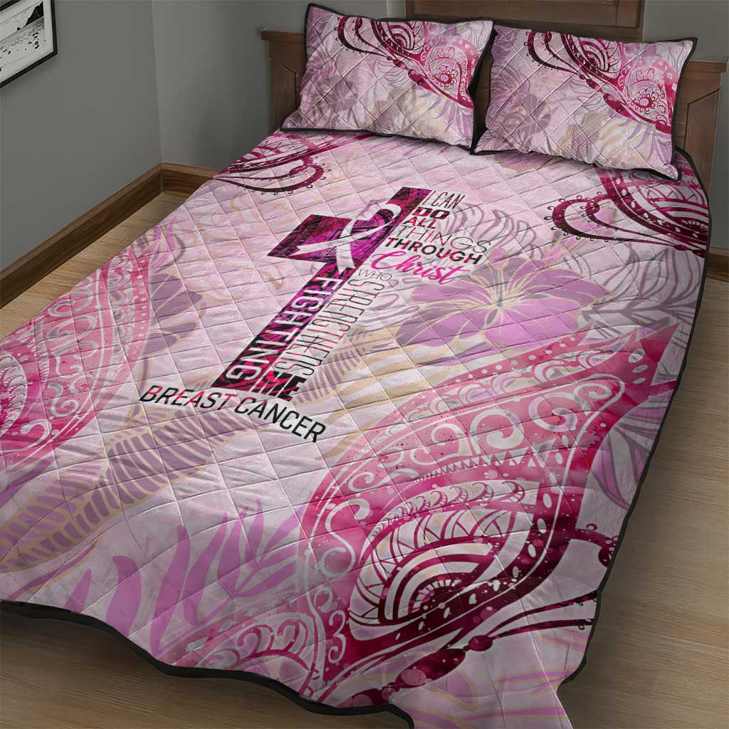 Breast Cancer Polynesian Quilt Bed Set I Can Do All Things Through Christ DT02 - Polynesian Pride