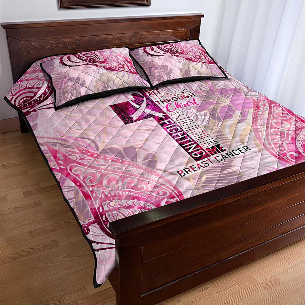 Breast Cancer Polynesian Quilt Bed Set I Can Do All Things Through Christ DT02 - Polynesian Pride