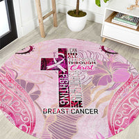 Breast Cancer Polynesian Round Carpet I Can Do All Things Through Christ