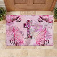 Breast Cancer Polynesian Rubber Doormat I Can Do All Things Through Christ DT02 Pink - Polynesian Pride
