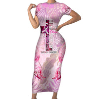 Breast Cancer Polynesian Short Sleeve Bodycon Dress I Can Do All Things Through Christ