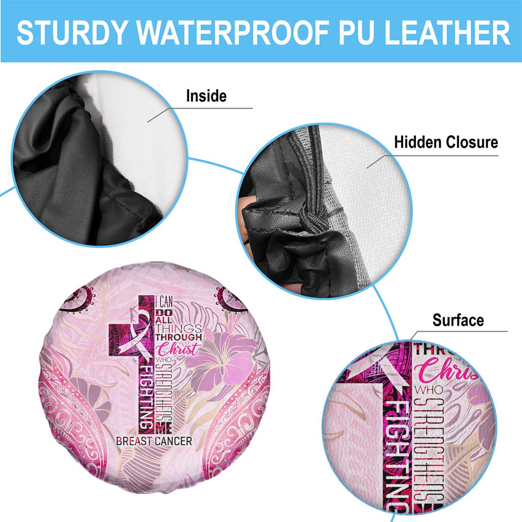 Breast Cancer Polynesian Spare Tire Cover I Can Do All Things Through Christ