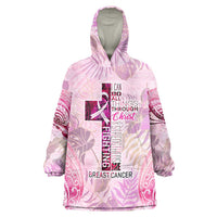 Breast Cancer Polynesian Wearable Blanket Hoodie I Can Do All Things Through Christ DT02 One Size Pink - Polynesian Pride