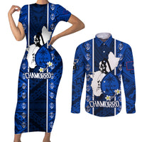 guam-chamorro-warrior-couples-matching-short-sleeve-bodycon-dress-and-long-sleeve-button-shirts-traditional-tribal-patterns