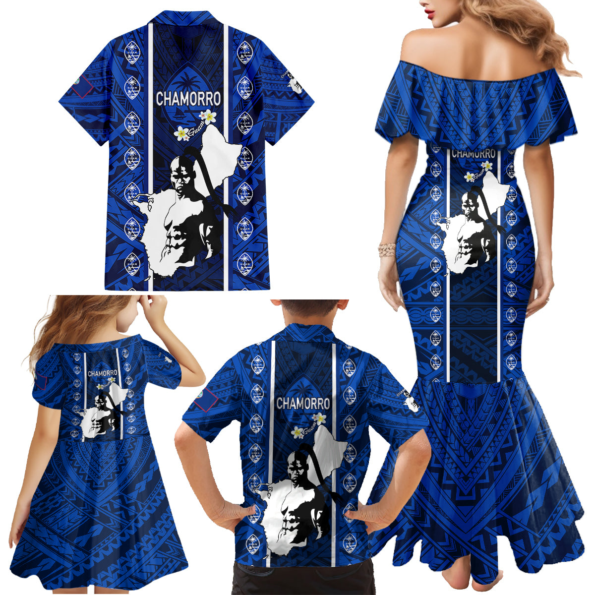 Guam Chamorro Warrior Family Matching Mermaid Dress and Hawaiian Shirt Traditional Tribal Patterns DT02 - Polynesian Pride