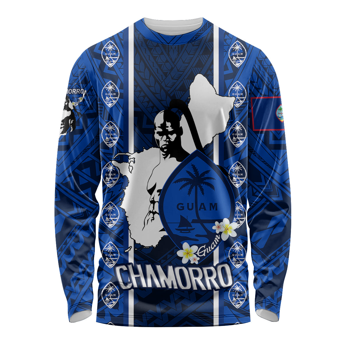 guam-chamorro-warrior-long-sleeve-shirt-traditional-tribal-patterns