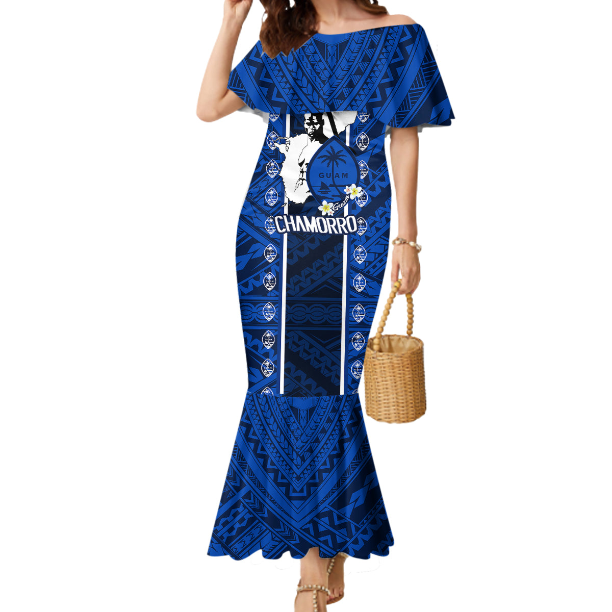 guam-chamorro-warrior-mermaid-dress-traditional-tribal-patterns