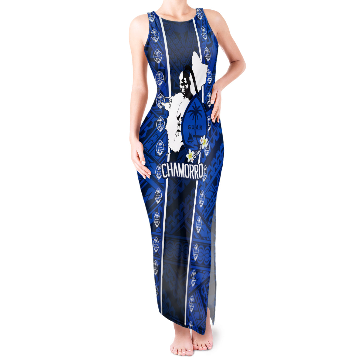 guam-chamorro-warrior-tank-maxi-dress-traditional-tribal-patterns