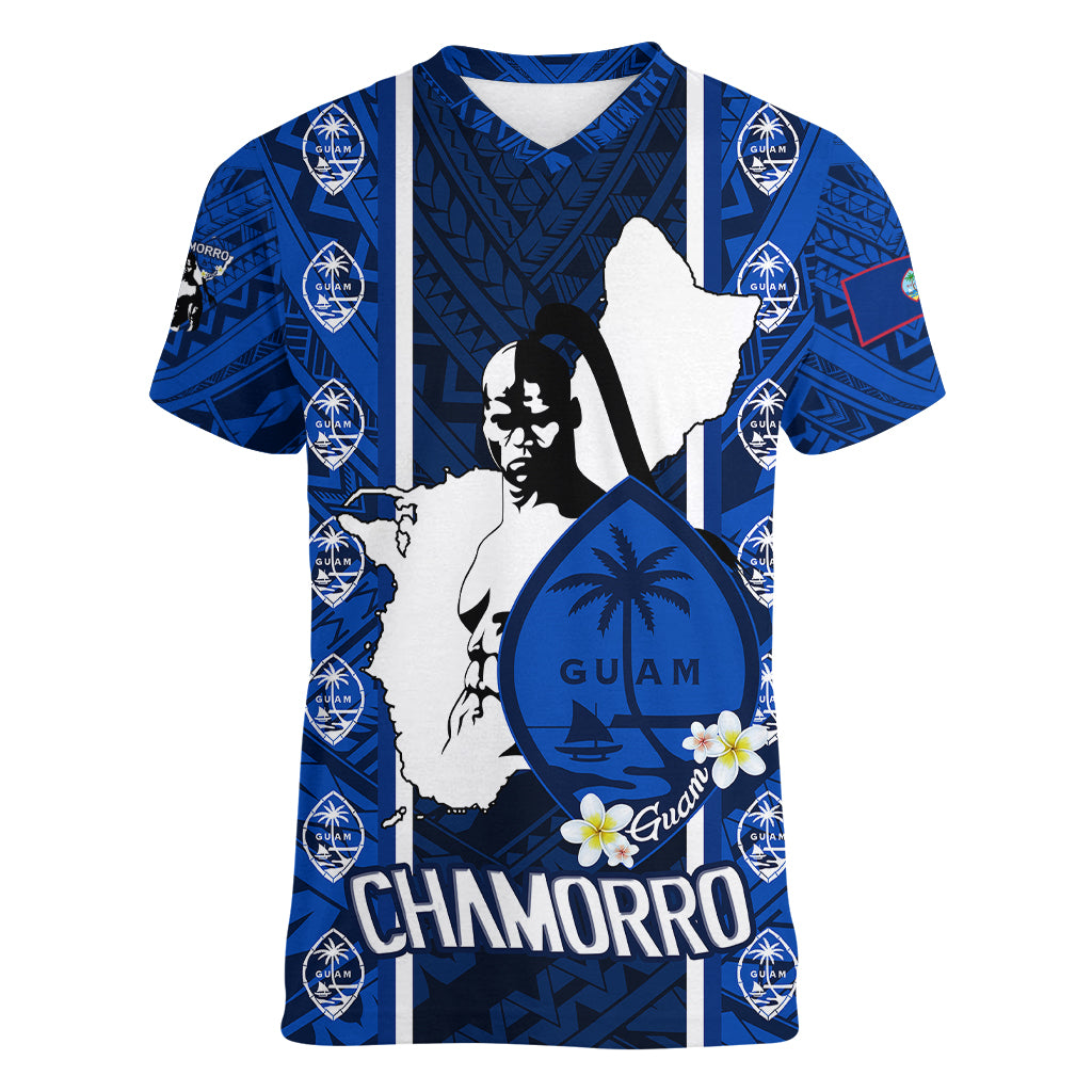 guam-chamorro-warrior-women-v-neck-t-shirt-traditional-tribal-patterns
