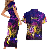 Wallis and Futuna Couples Matching Short Sleeve Bodycon Dress and Hawaiian Shirt Whale Hibiscus Polynesian